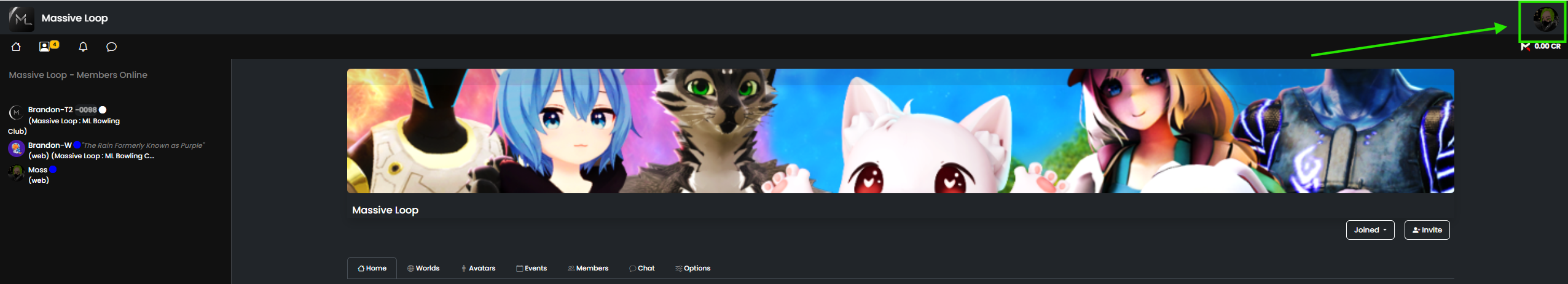 Profile menu