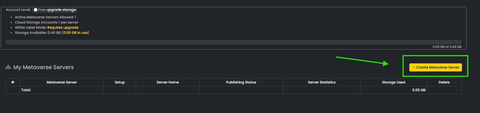 Create Metaverse Server