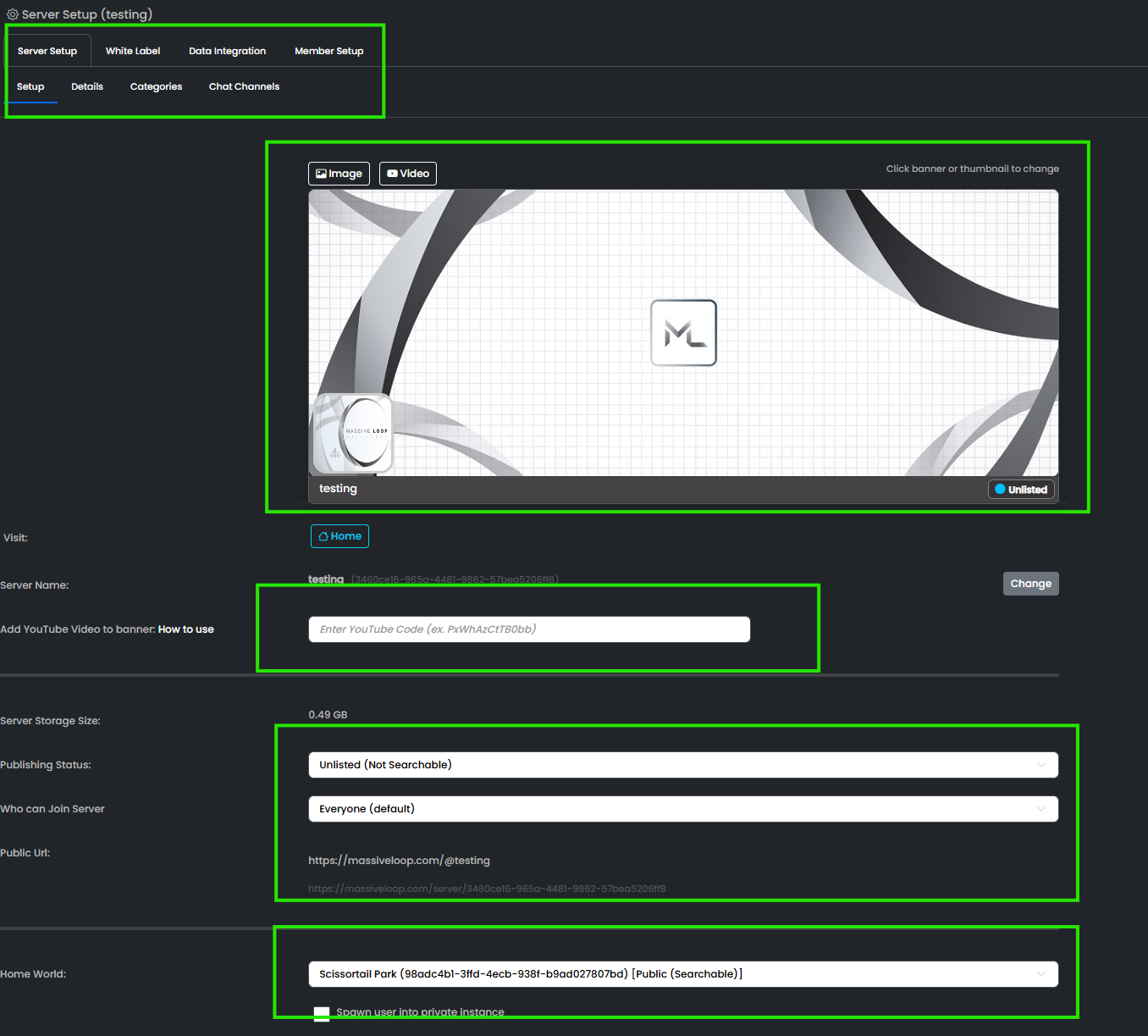 Edit server details