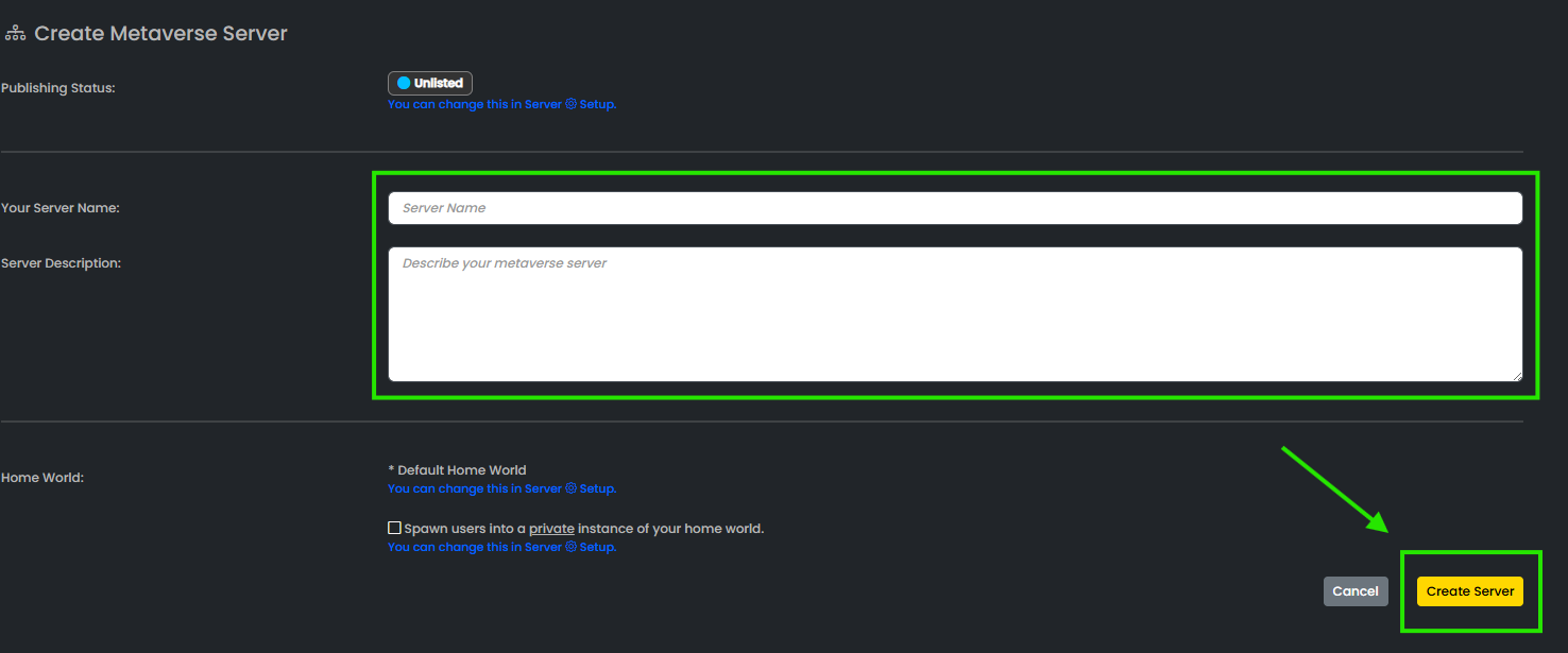 Server details form