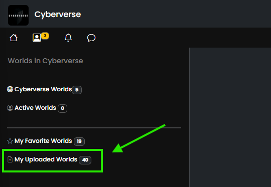 My Uploaded Worlds button