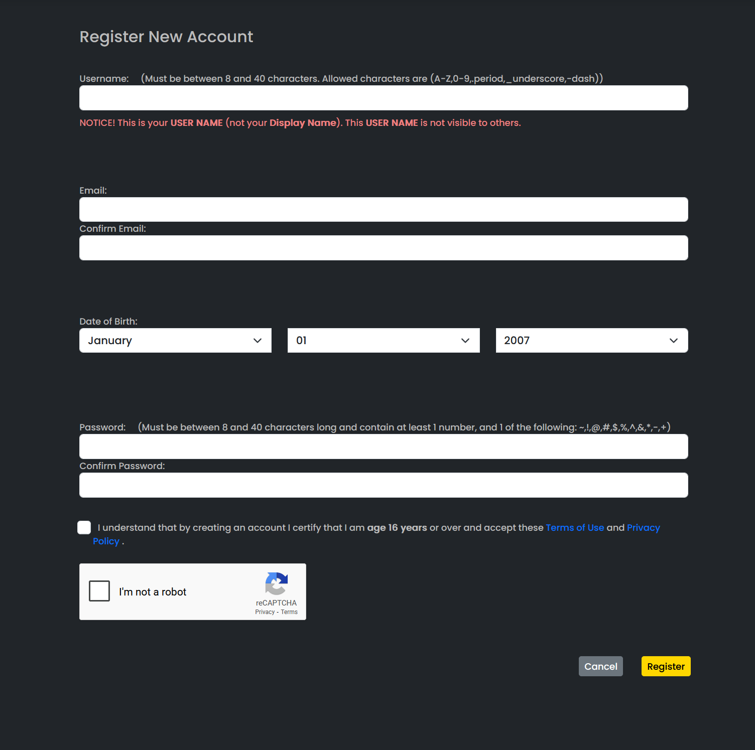 Massive Loop Web Registration Form
