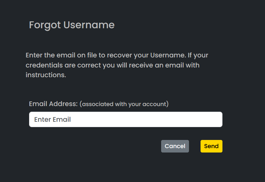 Sign in page, account retrieval buttons