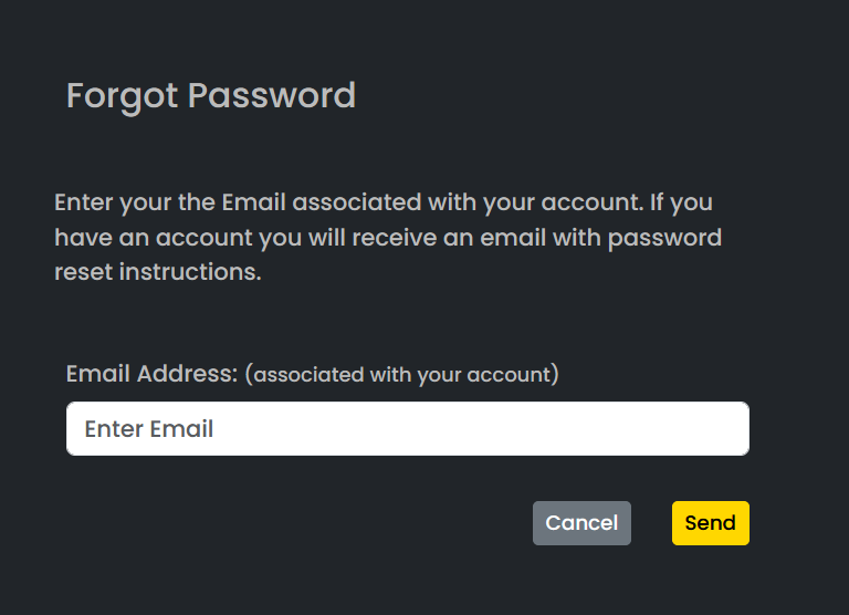 Sign in page, account retrieval buttons
