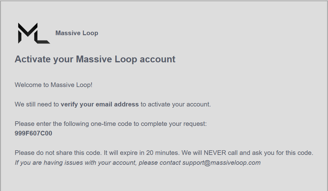 Example of confirmation email