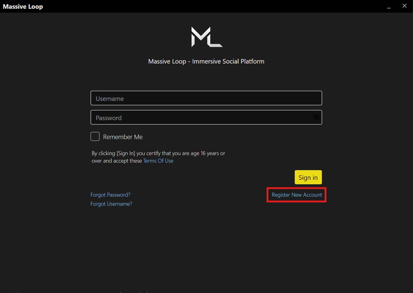 Launcher sign in page